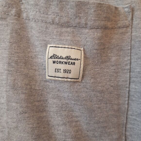 Eddie Bauer Workwear Shirt Mens L Gray Heathered Pocket Long Sleeve Crew Neck - Picture 4 of 4